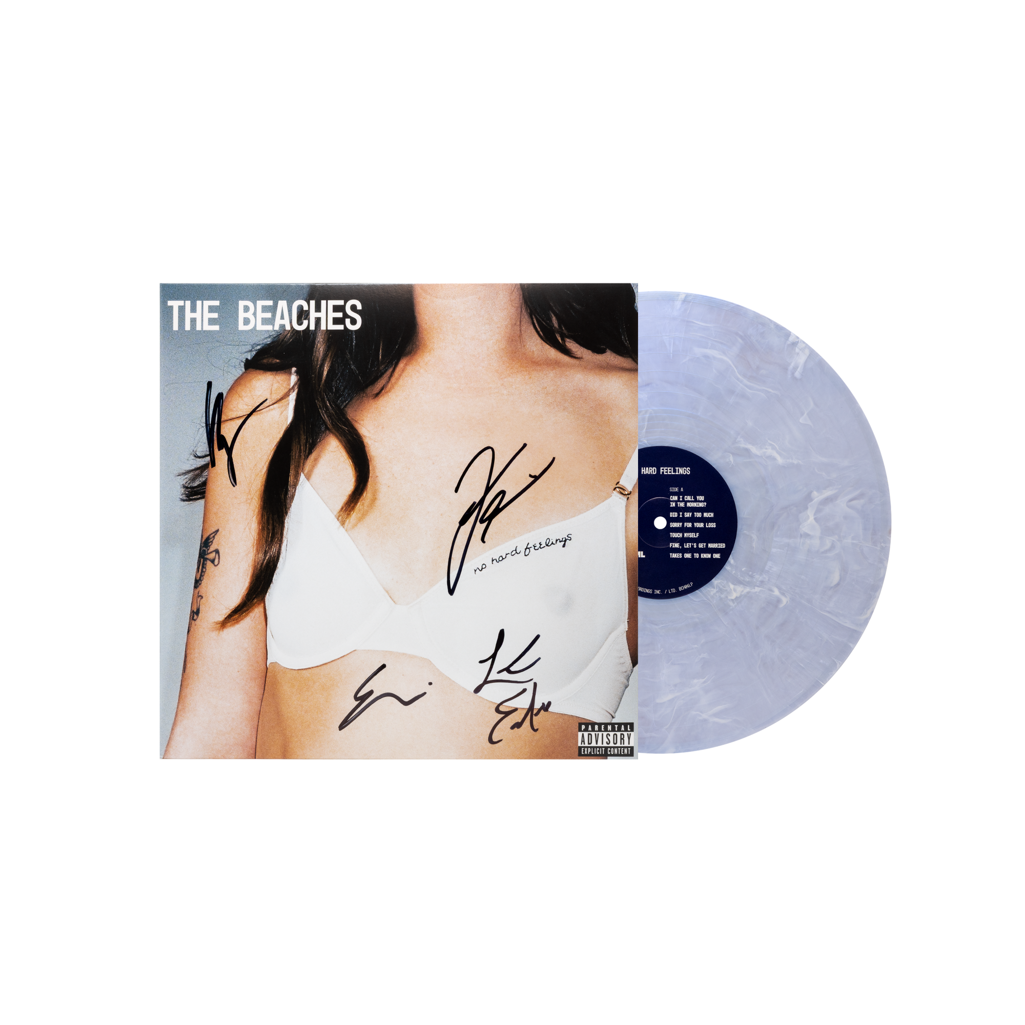 SIGNED - No Hard Feelings "Pearlescent Blue" Vinyl and Ringer Tee Bundle