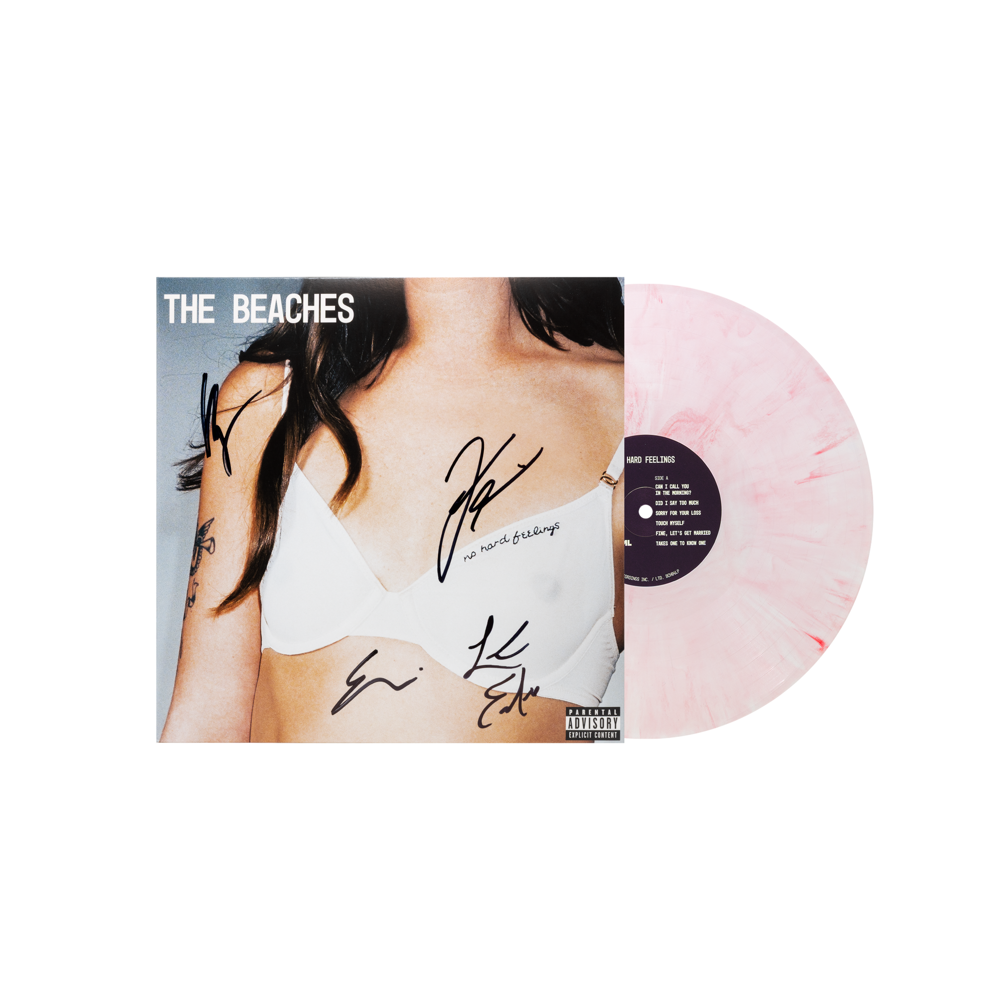 SIGNED - No Hard Feelings "Pink Marble" Vinyl and Ringer Tee Bundle