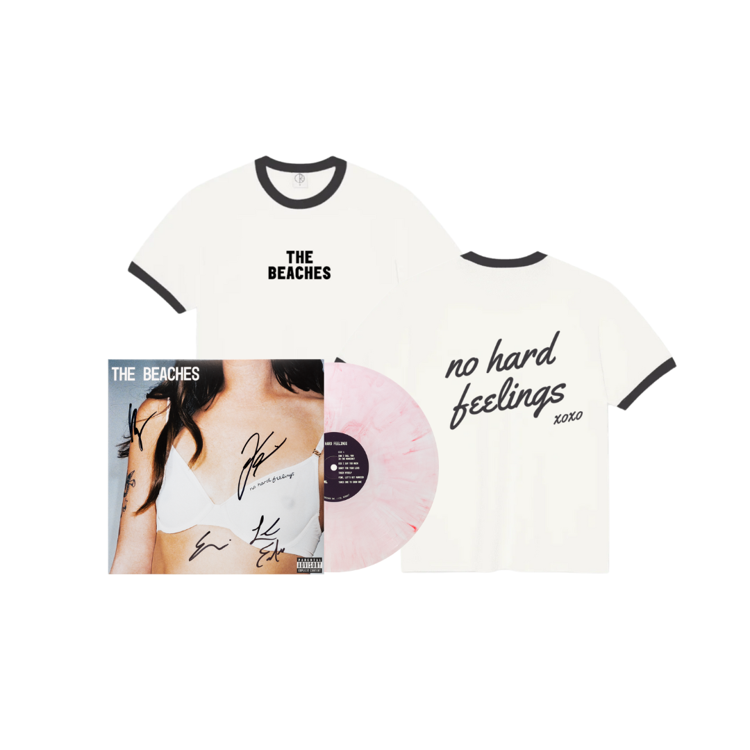 SIGNED - No Hard Feelings "Pink Marble" Vinyl and Ringer Tee Bundle